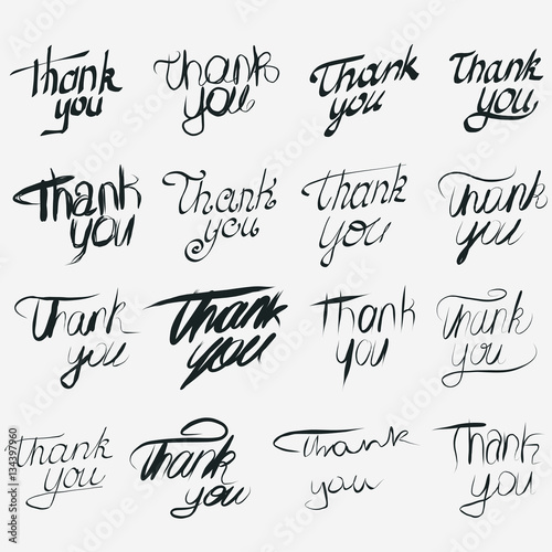 Thank you calligraphic inscription set