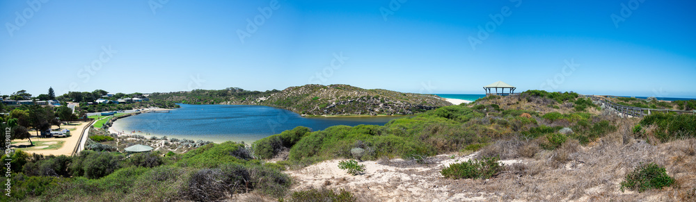 Moore river meets Atlantic ocean in Western Australia