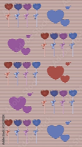 Colorful lollipops hearts abstract background Vector. Cute hand drawn style r...