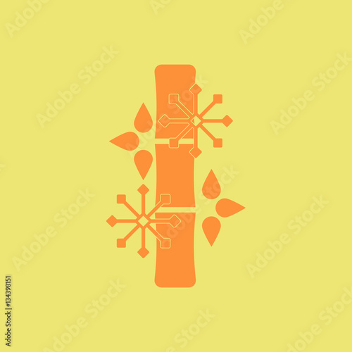 Chinese bamboo Vector illustration of bamboo and snowflakes in flat style