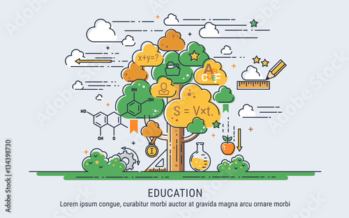 Education and Science. Line Art Thin Vector illustration for web.