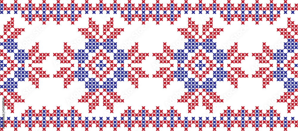Embroidered cross-national pattern Embroidered cross-national pattern