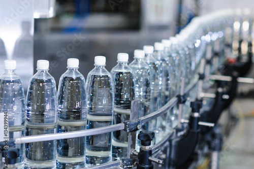 water bottles on the a production line
