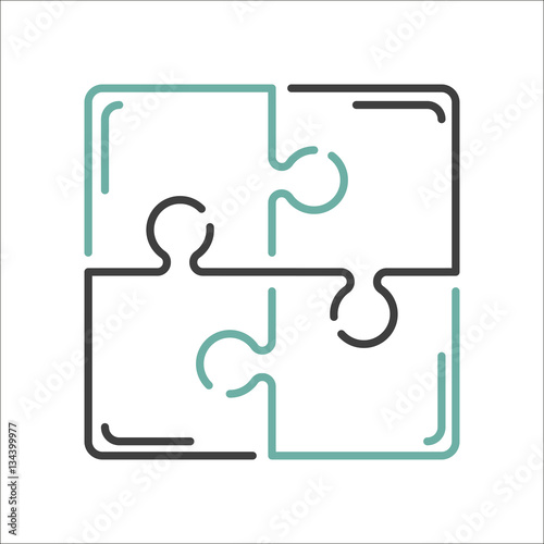 Puzzle blank template or cutting guidelines vector illustration.