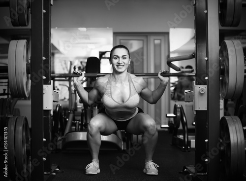 Young woman training with b...