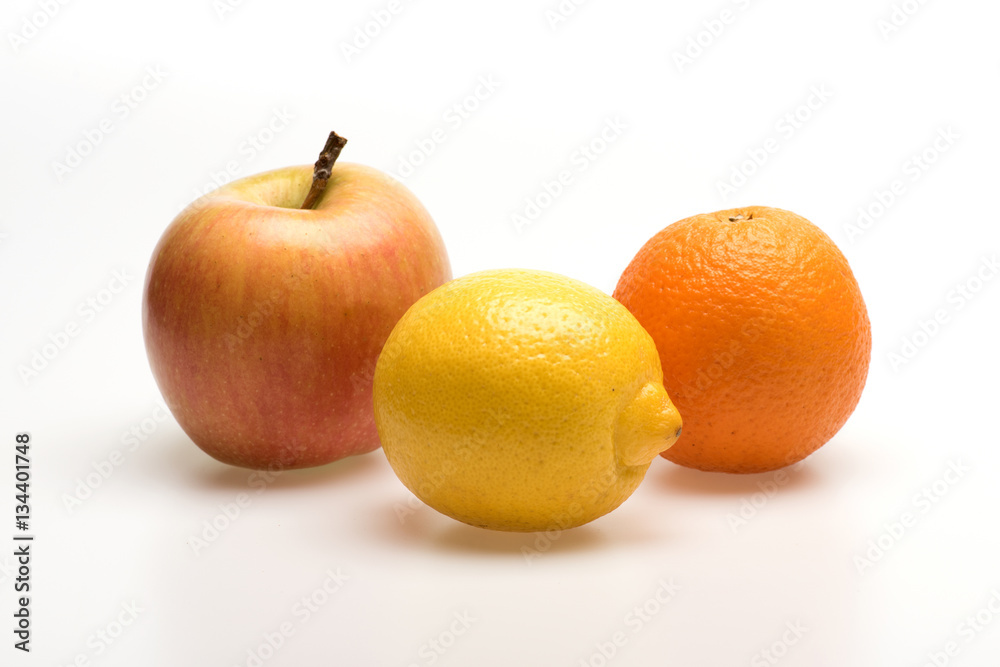 orange, lemon and apple fruit isolated on white orange, lemon and apple fruit isolated on white