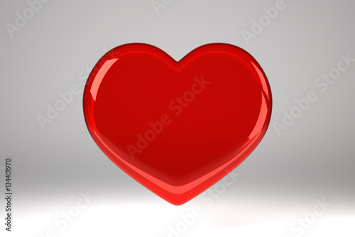 Red glass heart on valentine's day.