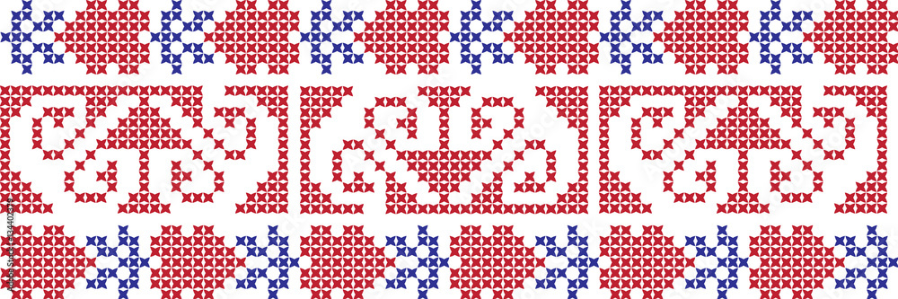 Embroidered cross-national pattern Embroidered cross-national pattern