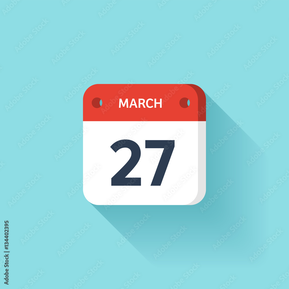 March 27. Isometric Calendar Icon With Shadow.Vector Illustration,Flat Style.Month and Date.Sunday,Monday,Tuesday,Wednesday,Thursday,Friday,Saturday.Week,Weekend,Red Letter Day. Holidays 2017. March 27. Isometric Calendar Icon With Shadow.Vector Illustration,Flat Style.Month and Date.Sunday,Monday,Tuesday,Wednesday,Thursday,Friday,Saturday.Week,Weekend,Red Letter Day. Holidays 2017.