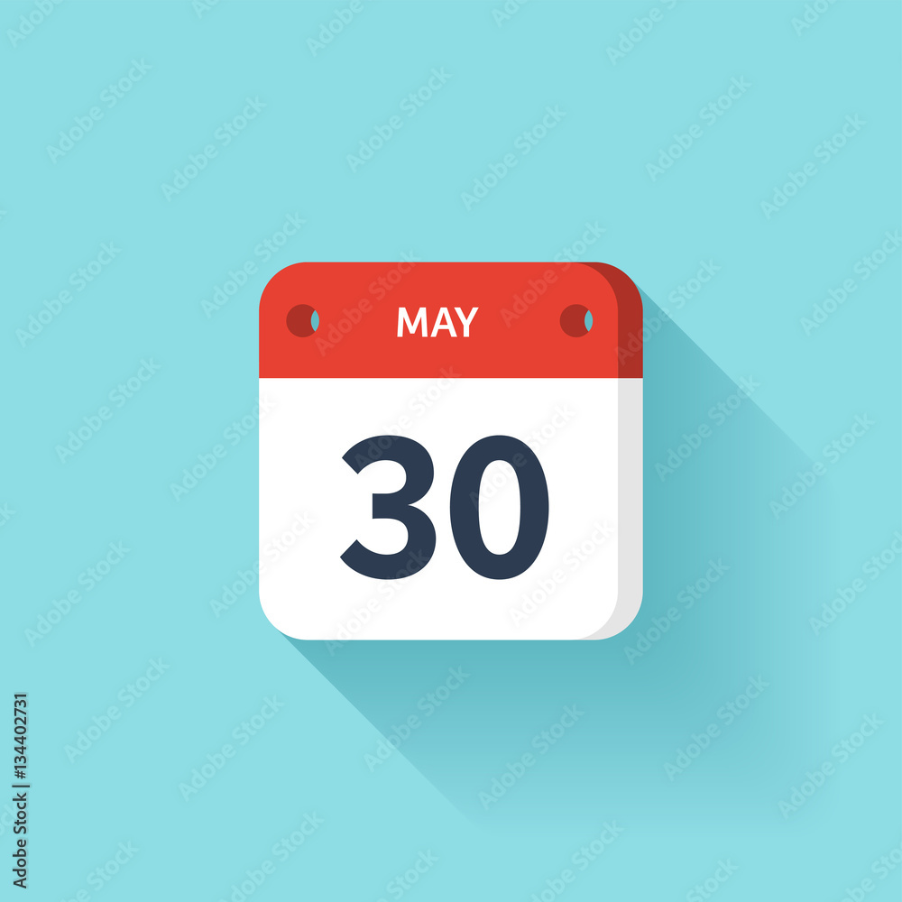 May 30. Isometric Calendar Icon With Shadow.Vector Illustration,Flat Style.Month and Date.Sunday,Monday,Tuesday,Wednesday,Thursday,Friday,Saturday.Week,Weekend,Red Letter Day. Holidays 2017. May 30. Isometric Calendar Icon With Shadow.Vector Illustration,Flat Style.Month and Date.Sunday,Monday,Tuesday,Wednesday,Thursday,Friday,Saturday.Week,Weekend,Red Letter Day. Holidays 2017.