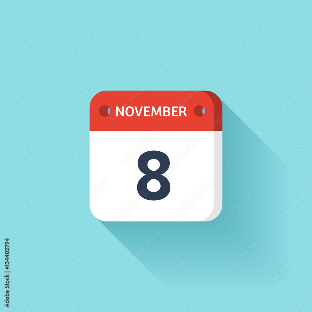 November 8. Isometric Calendar Icon With Shadow.Vector Illustration,Flat Style.Month and Date.Sunday,Monday,Tuesday,Wednesday,Thursday,Friday,Saturday.Week,Weekend,Red Letter Day. Holidays 2017. November 8. Isometric Calendar Icon With Shadow.Vector Illustration,Flat Style.Month and Date.Sunday,Monday,Tuesday,Wednesday,Thursday,Friday,Saturday.Week,Weekend,Red Letter Day. Holidays 2017.