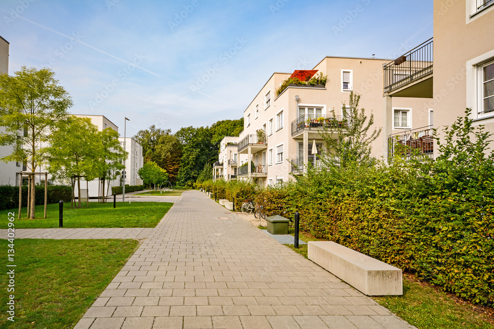 New modern residential buildings in the city, urban development of apartment houses New modern residential buildings in the city, urban development of apartment houses
