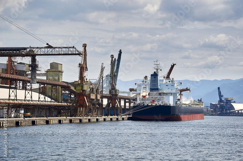 Ship docked in port of Santos  Brazil