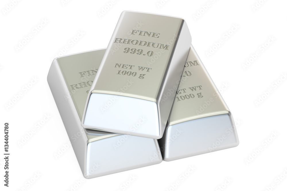 rhodium ingots, 3D rendering rhodium ingots, 3D rendering