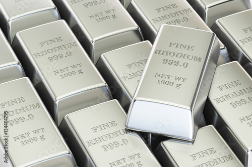 Konstfotografi rhodium ingots background, 3D rendering