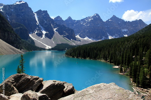 Lakes in the dream and reality - Moraine lake in the Valley of the Ten Peaks, Canada