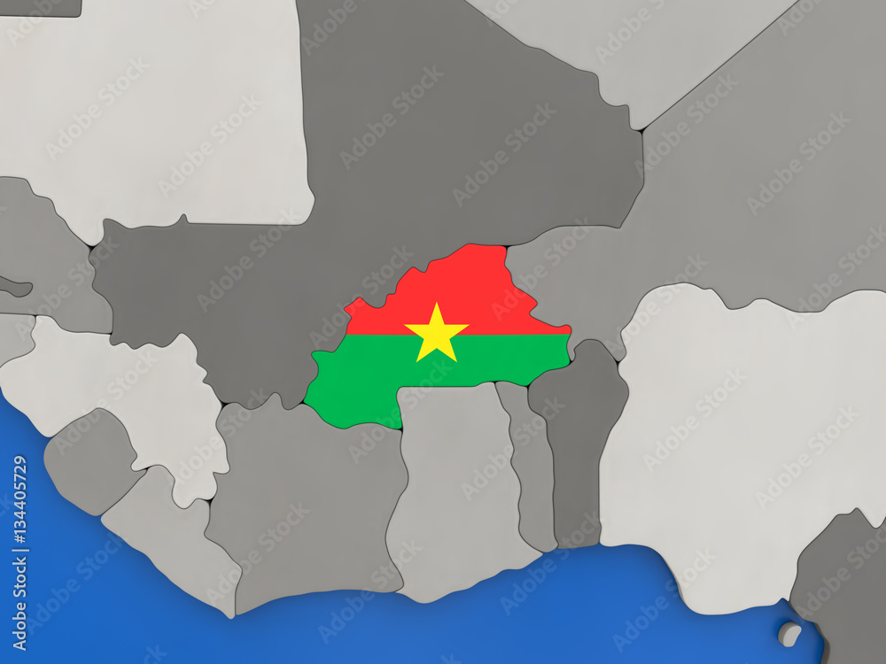 Fototapeta premium Burkina Faso on globe