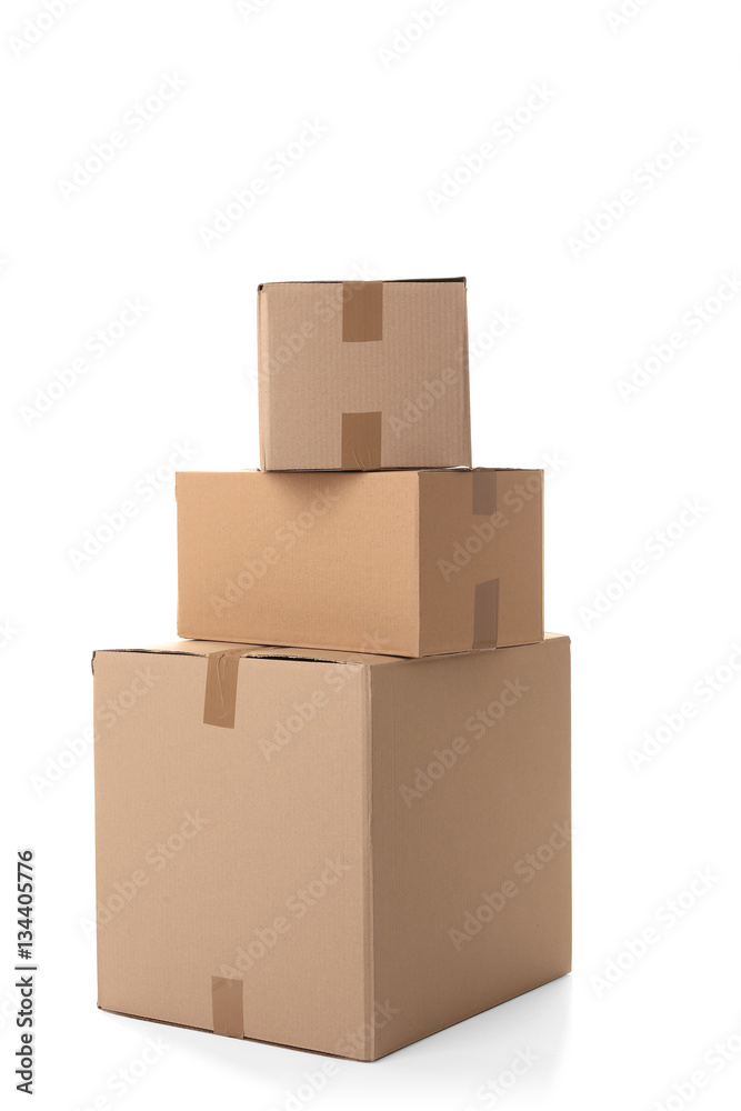 Obraz premium Cardboard boxes on white background