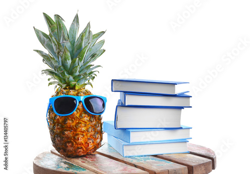 Set for reading at beach. Summer holidays concept photo