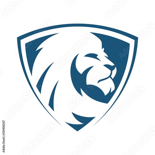 Lion head shield blue