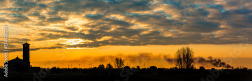 winter dawn on bell tower