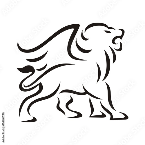 Lion winged outline brush