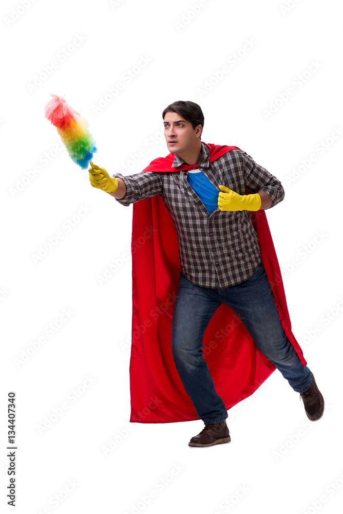 Super hero cleaner isolated on white Super hero cleaner isolated on white