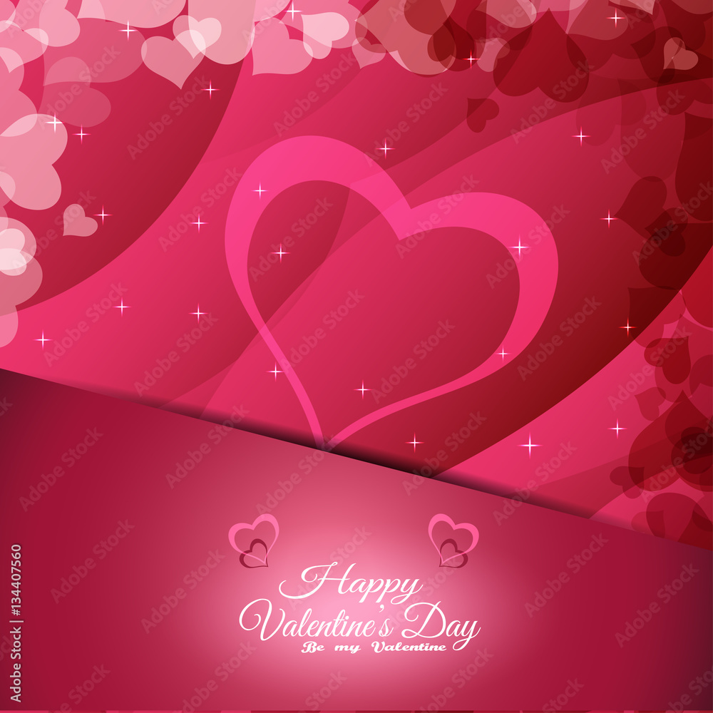 Vector empty envelope of Happy Valentine's Day on the gradient red background with heart silhouettes, waves, stars. Vector empty envelope of Happy Valentine's Day on the gradient red background with heart silhouettes, waves, stars.