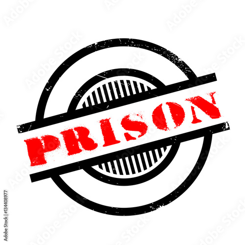 Prison rubber stamp. Grunge design with dust scratches. Effects can be easily removed for a clean, crisp look. Color is easily changed.