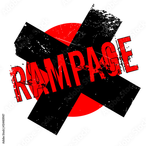 Rampage rubber stamp. Grunge design with dust scratches. Effects can be easily removed for a clean, crisp look. Color is easily changed.