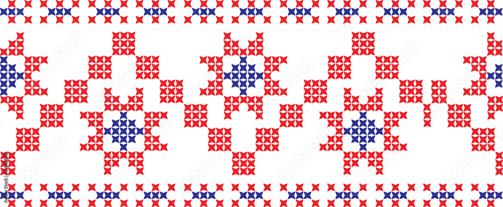 Embroidered cross-national pattern