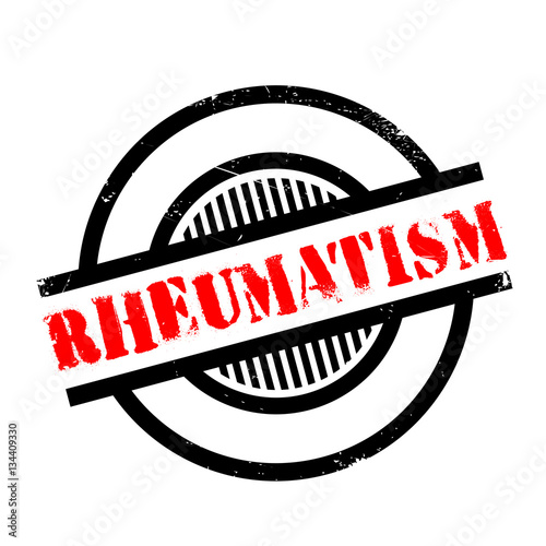 Rheumatism rubber stamp. Grunge design with dust scratches. Effects can be easily removed for a clean, crisp look. Color is easily changed.