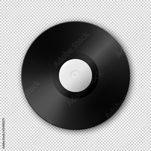 Realistic vector music gramophone vinyl LP record icon. Design template of retro long play.