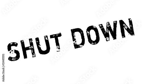 Shut Down rubber stamp. Grunge design with dust scratches. Effects can be easily removed for a clean, crisp look. Color is easily changed.