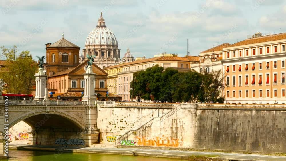 River Tiber flows through under the Ponte Sant'Angelo in Rome, Italy
River Tiber flows through under the Ponte Sant'Angelo in Rome, Italy
