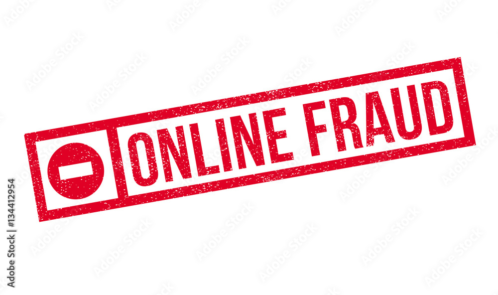 Fototapeta premium Online Fraud rubber stamp. Grunge design with dust scratches. Effects can be easily removed for a clean, crisp look. Color is easily changed.
