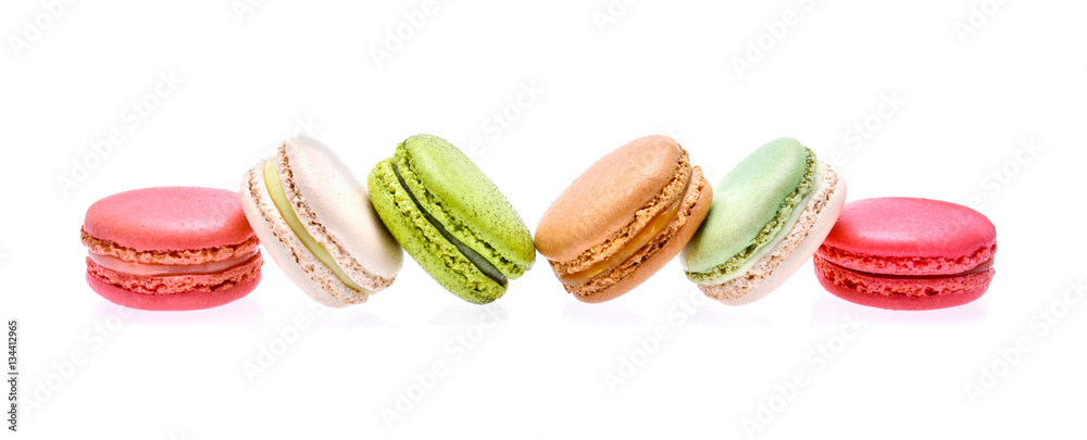 colourful macarons on white background colourful macarons on white background