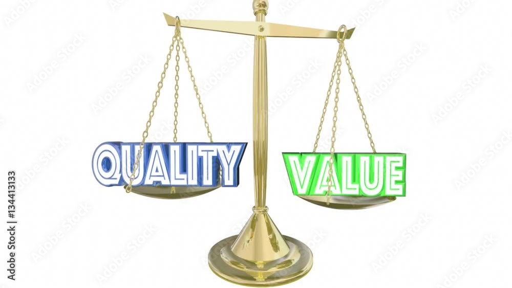 Quality Vs Value Best Product Scale Balance 3d Illustration Quality Vs Value Best Product Scale Balance 3d Illustration