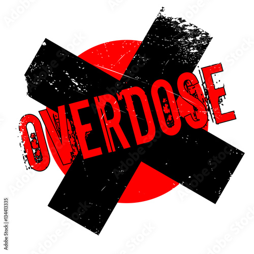 Overdose rubber stamp. Grunge design with dust scratches. Effects can be easily removed for a clean, crisp look. Color is easily changed.