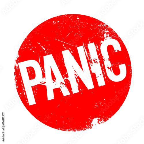 Panic rubber stamp. Grunge design with dust scratches. Effects can be easily removed for a clean, crisp look. Color is easily changed.