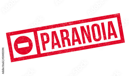 Paranoia rubber stamp. Grunge design with dust scratches. Effects can be easily removed for a clean, crisp look. Color is easily changed.