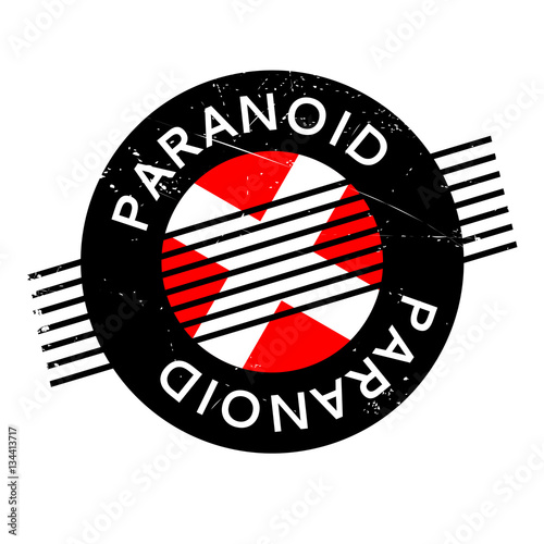 Paranoid rubber stamp. Grunge design with dust scratches. Effects can be easily removed for a clean, crisp look. Color is easily changed.
