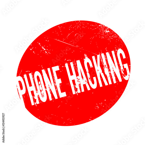 Phone Hacking rubber stamp. Grunge design with dust scratches. Effects can be easily removed for a clean, crisp look. Color is easily changed.