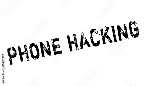 Phone Hacking rubber stamp. Grunge design with dust scratches. Effects can be easily removed for a clean, crisp look. Color is easily changed.