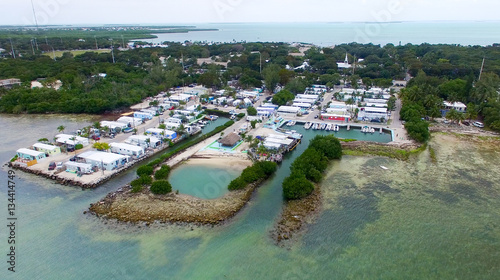 Aerial view of Islamorada coastline, Florida