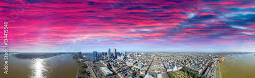 New Orleans, LA. Aerial panoramic view at sunset © jovannig