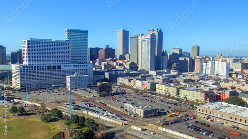 NEW ORLEANS  LA - FEBRUARY 2016  Aerial city view. New Orleans a
