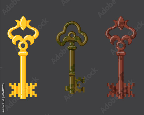 Vintage key vector isolated icon.