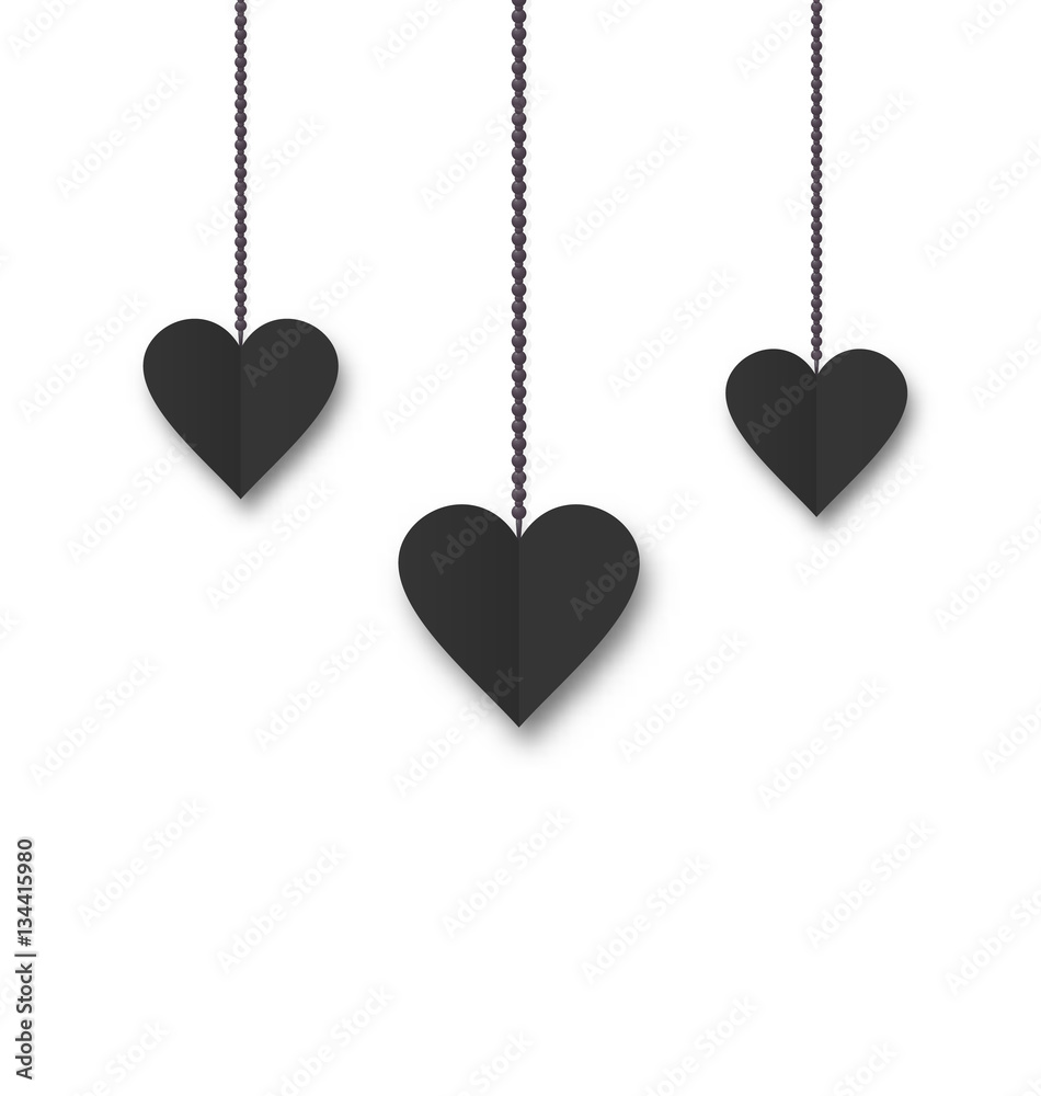 Background of hearts hanging on strings - Valentine s Day Background of hearts hanging on strings - Valentine s Day