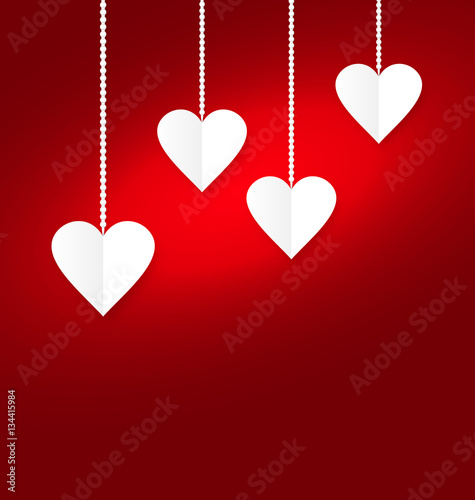 Background of hearts hanging on strings - Valentine s Day